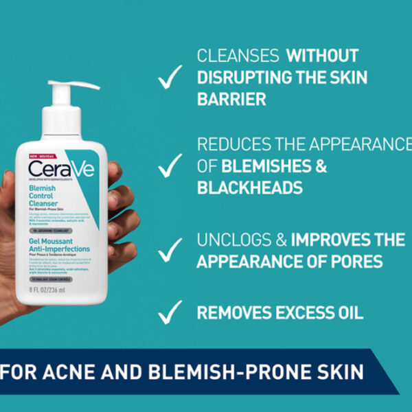 ژل شست‌وشوی کنترل‌کننده جوش Cerave مدل Blemish Control حجم ۲۳۶ میلی‌لیتر